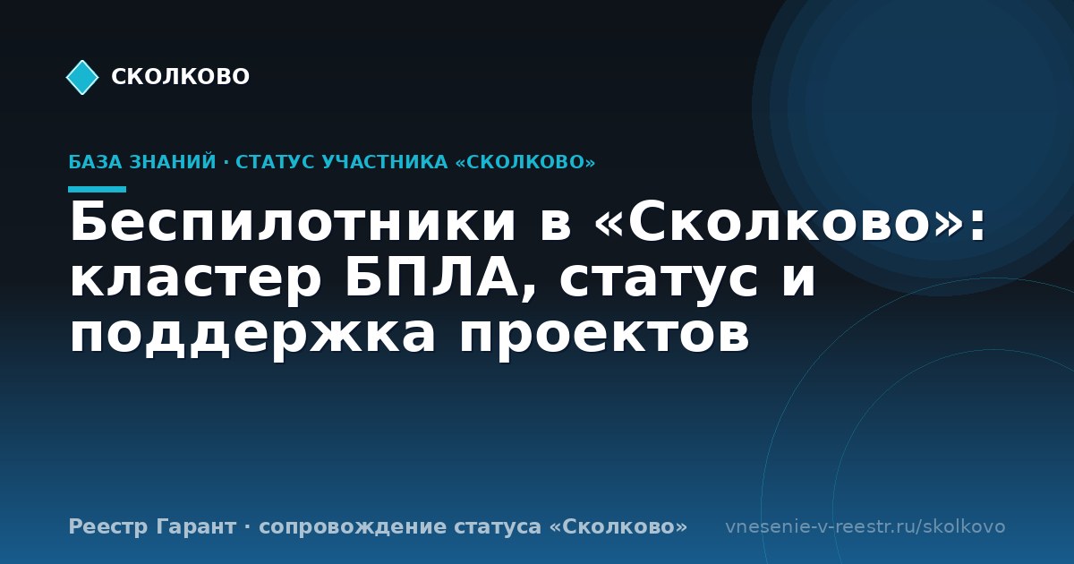 Беспилотники в «Сколково»: кластер БПЛА, статус и поддержка проектов