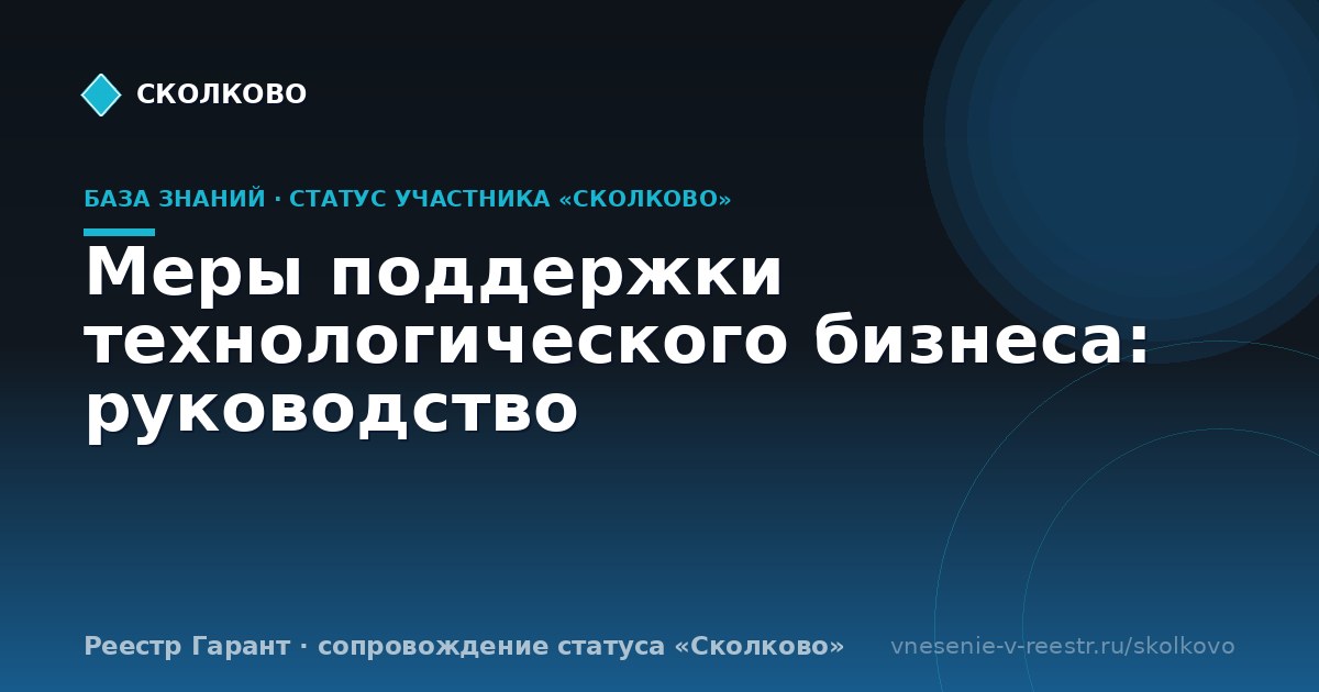 Меры поддержки технологического бизнеса: руководство