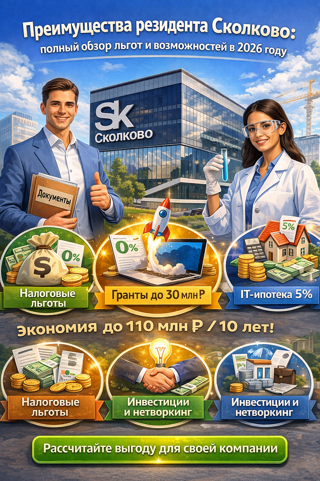 Льготы участника «Сколково» 2026: реальные ставки взносов и IT-ипотека