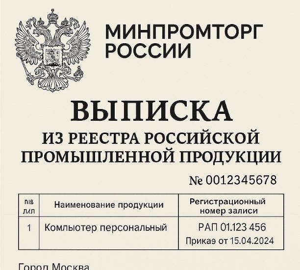 Получение выписки из реестра Минпромторга российских производителей