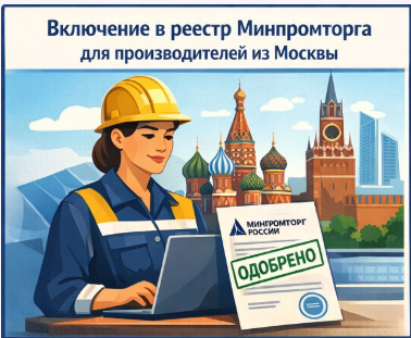 Включение в реестр Минпромторга для производителей из Москвы 2026 — Регистрация и московский статус