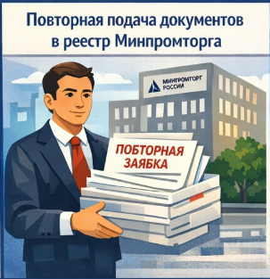 Повторная подача документов в реестр Минпромторга 2026: алгоритм и успешная регистрация