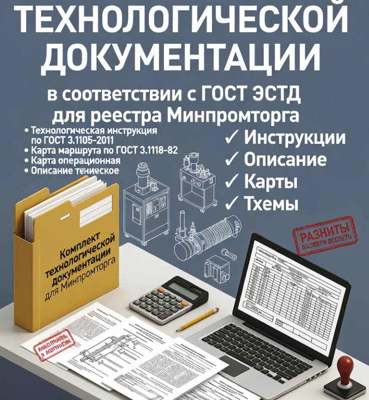 Разработка технологической документации (инструкция, описание, карты) для реестра Минпромторга — цены и сроки