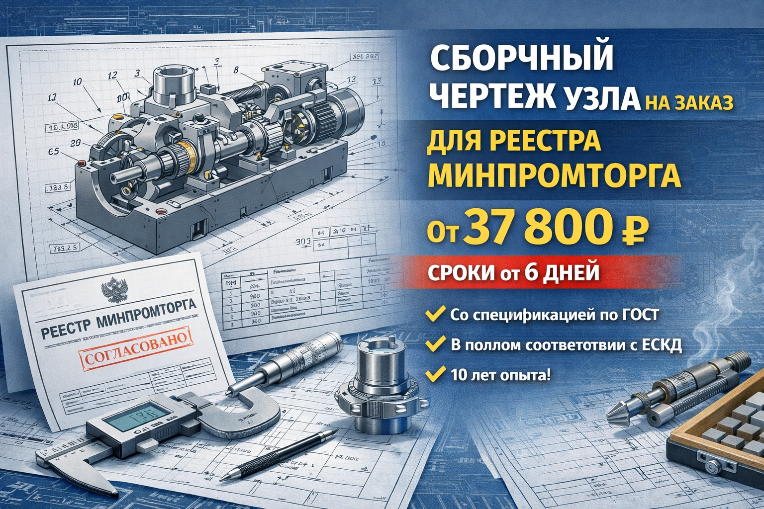 Разработка сборочного чертежа узла по ГОСТ на заказ — от 37 800 ₽ | Чертежи узлов в сборе для реестра Минпромторга