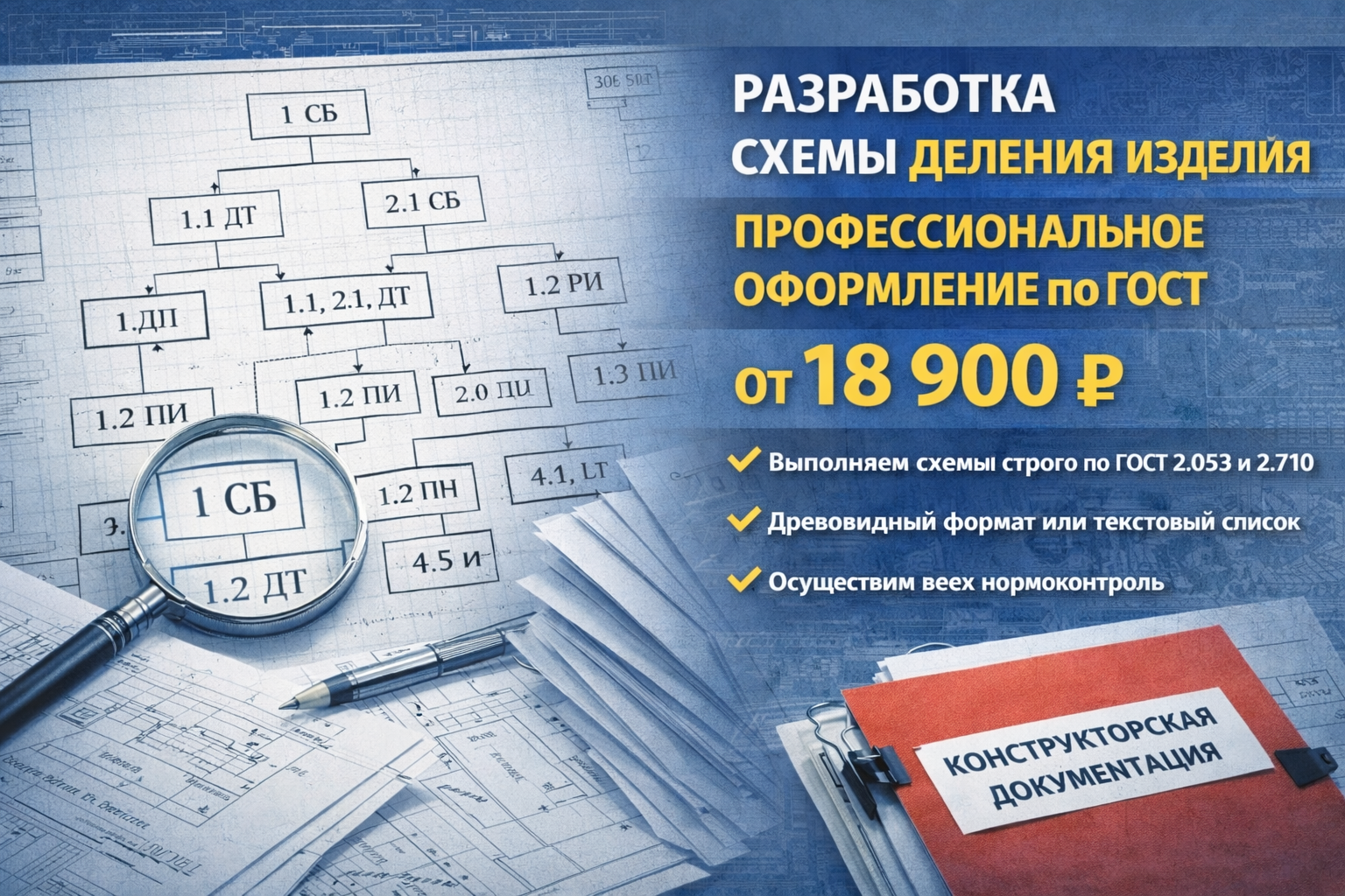 Схема деления изделия по ГОСТ от 18 900 ₽ — разработка СДИ