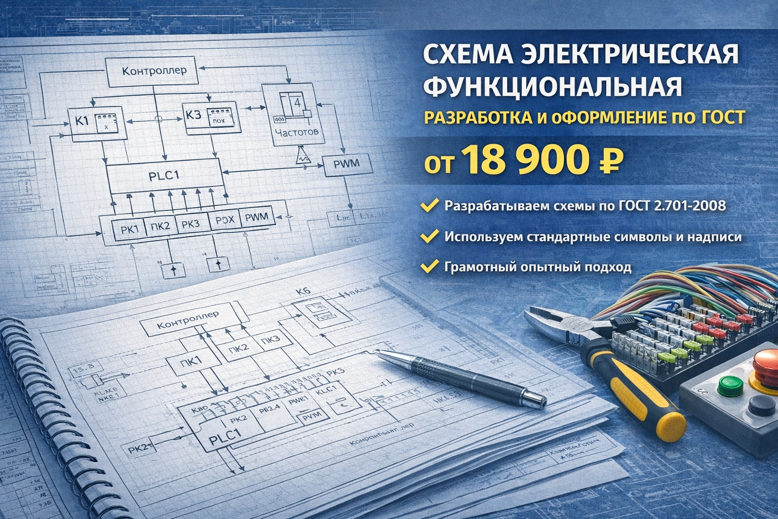 Схема электрическая функциональная по ГОСТ от 18 900 ₽ — Э2