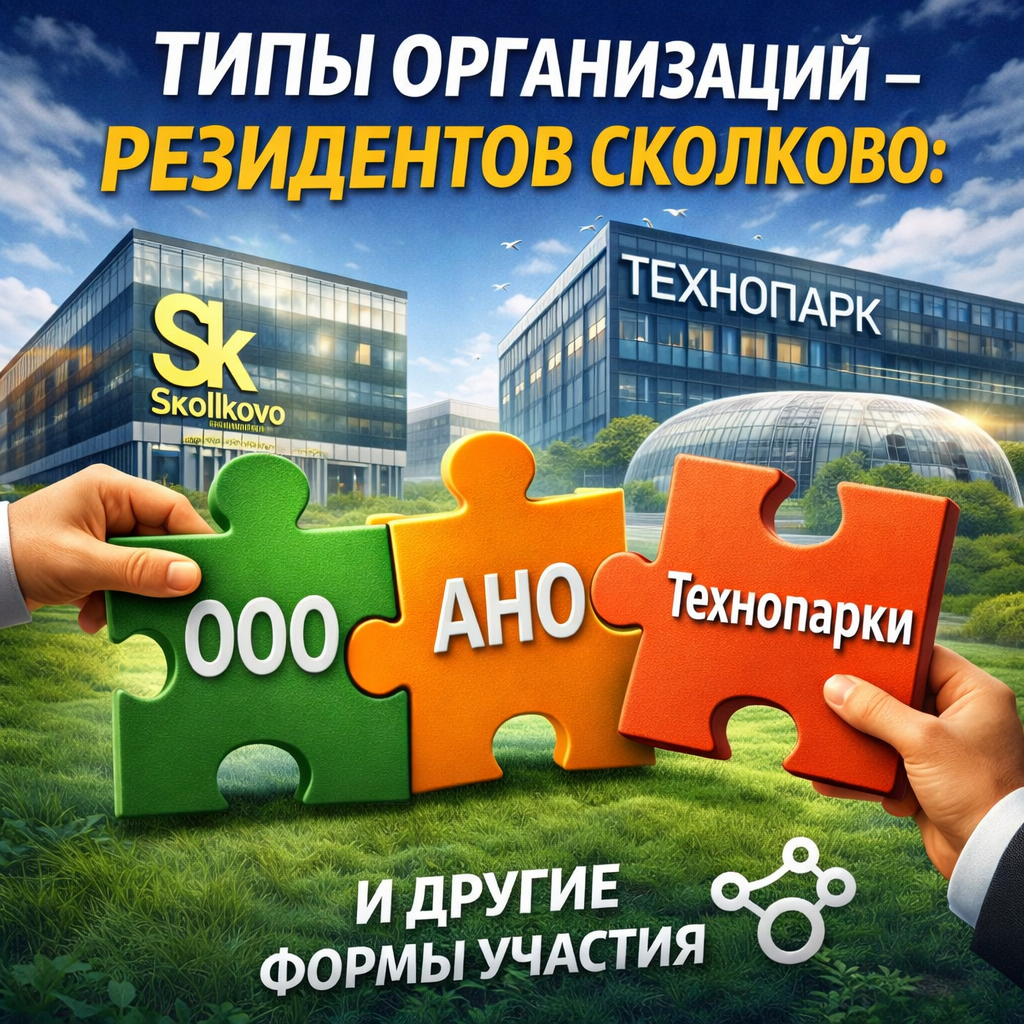 Типы организаций — резидентов Сколково: ООО, АНО, технопарки и другие формы участия