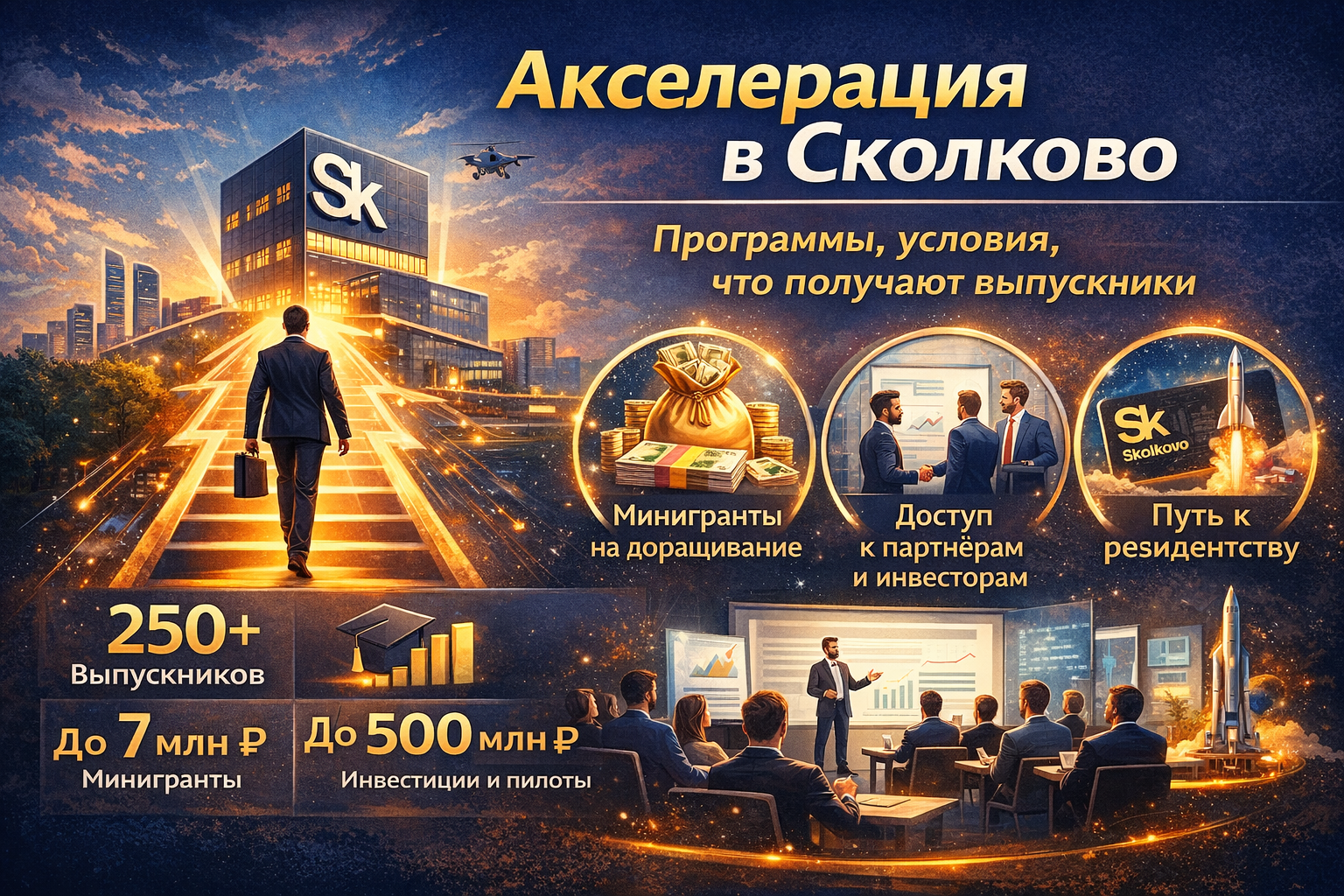 Акселерация в Сколково: все программы, условия участия и что получат выпускники
