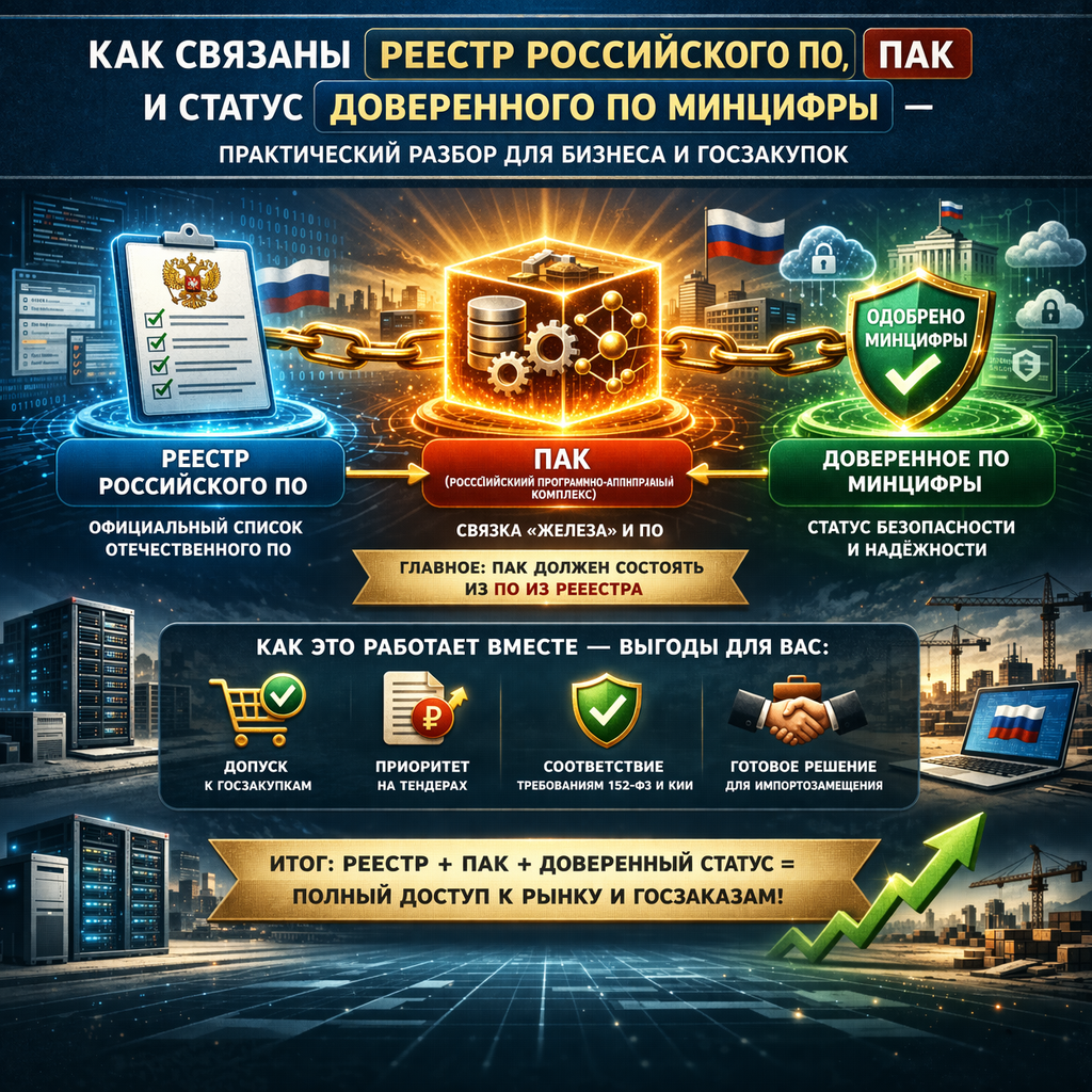 Как связаны Реестр российского ПО, ПАК и статус доверенного ПО Минцифры — практический разбор