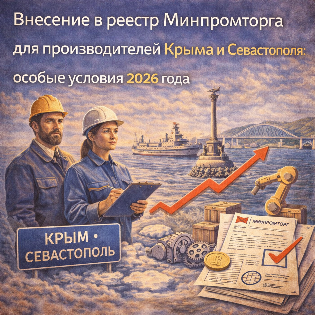 Внесение в реестр Минпромторга для производителей Крыма и Севастополя: особые условия 2026 года
