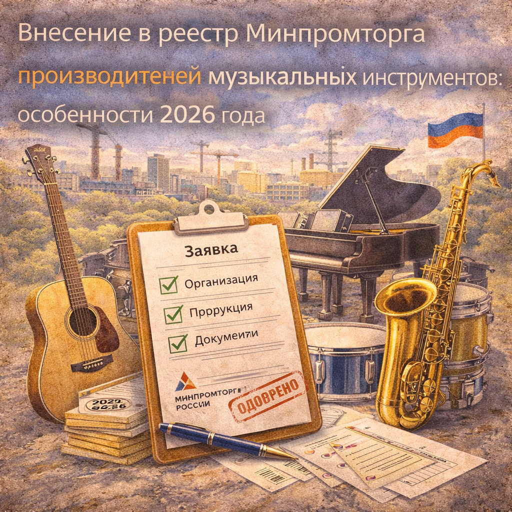 Внесение в реестр Минпромторга производителей музыкальных инструментов: особенности 2026 года