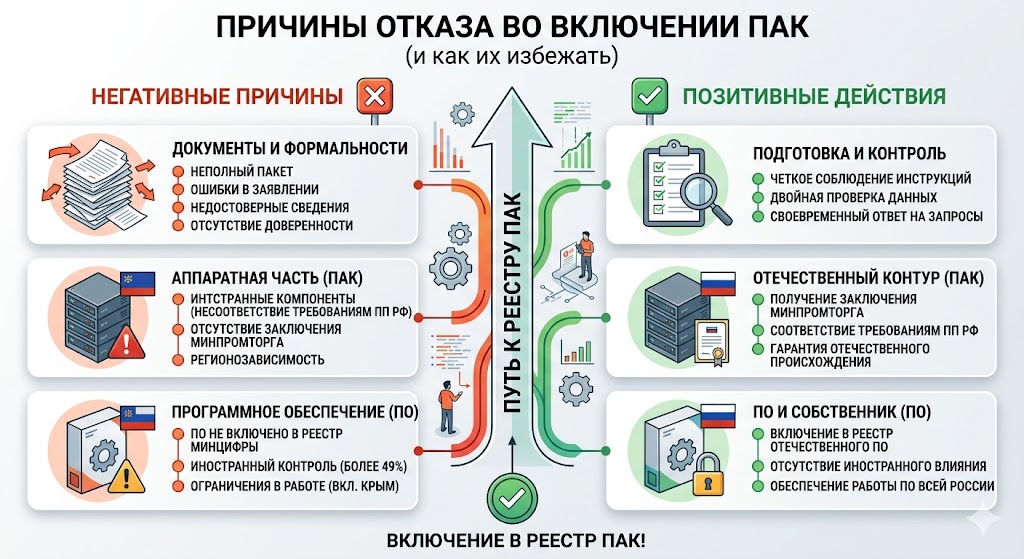 Причины отказа в реестре Минцифры: Как не допустить блокировки ПАК