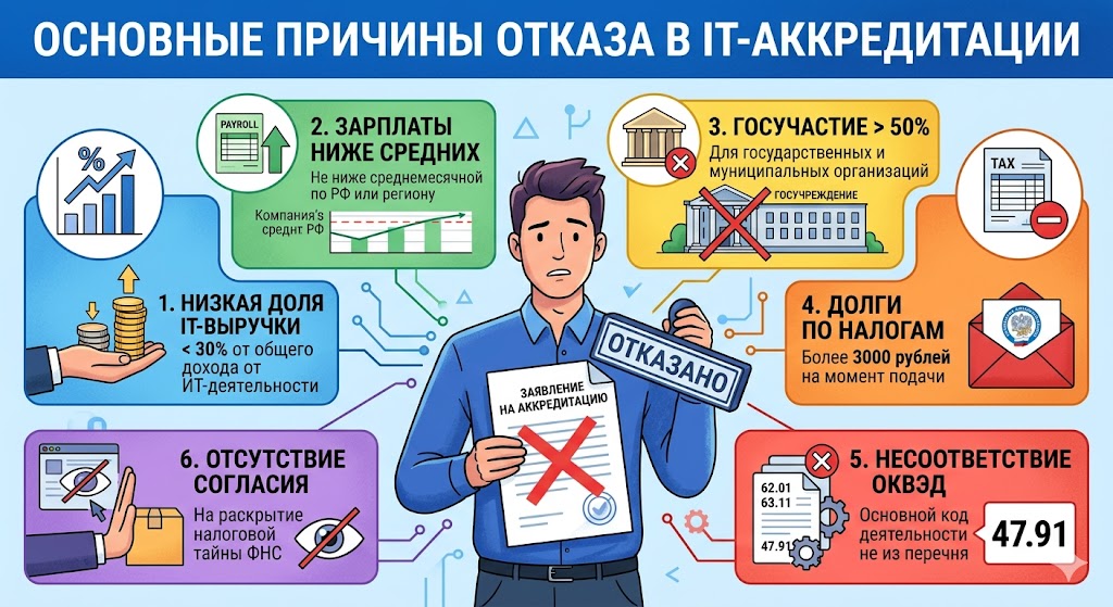 Причины отказа в IT-аккредитации: Почему отклоняют заявки в 2026 году