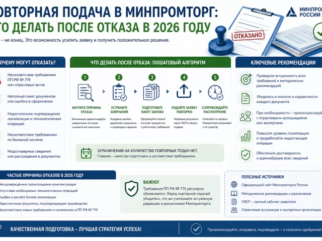 Повторная подача в Минпромторг: что делать после отказа в 2026 году