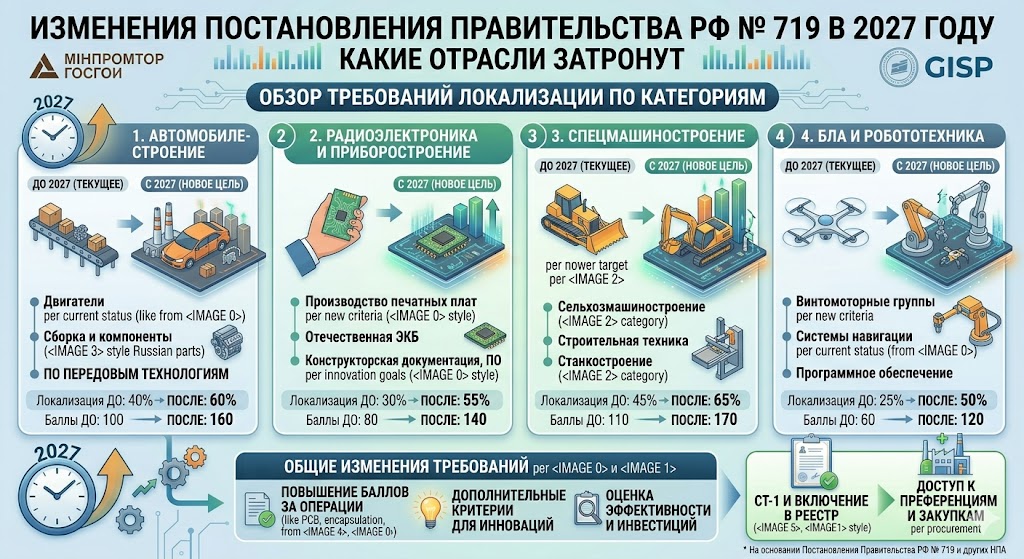 Какие отрасли затронут изменения ПП № 719 в 2027 году: секторальный разбор