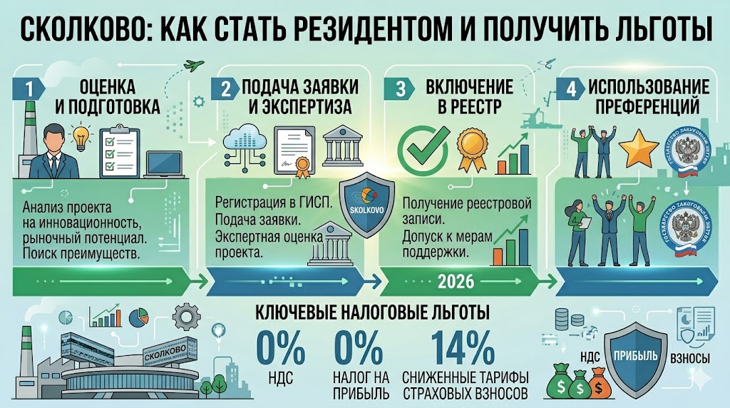 Сколково: как стать резидентом и получить льготы (0% НДС, 0% прибыль, 14% взносы)