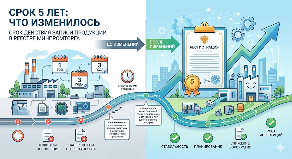 Срок реестра Минпромторга 5 лет: что изменилось и как сохранить статус