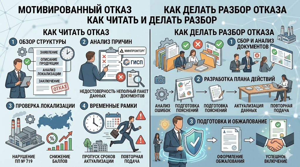 Мотивированный отказ Минпромторга: как читать и делать разбор отказа