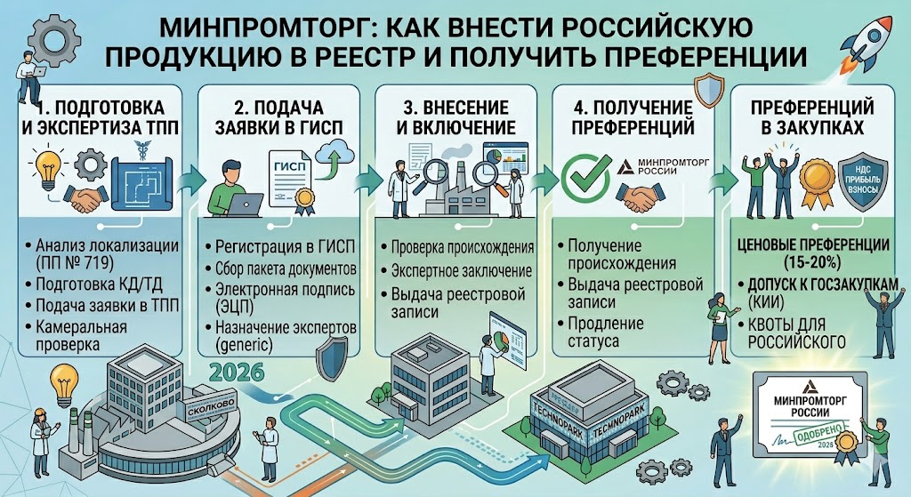 Минпромторг: как внести российскую продукцию в реестр для госзакупок и получить преференции