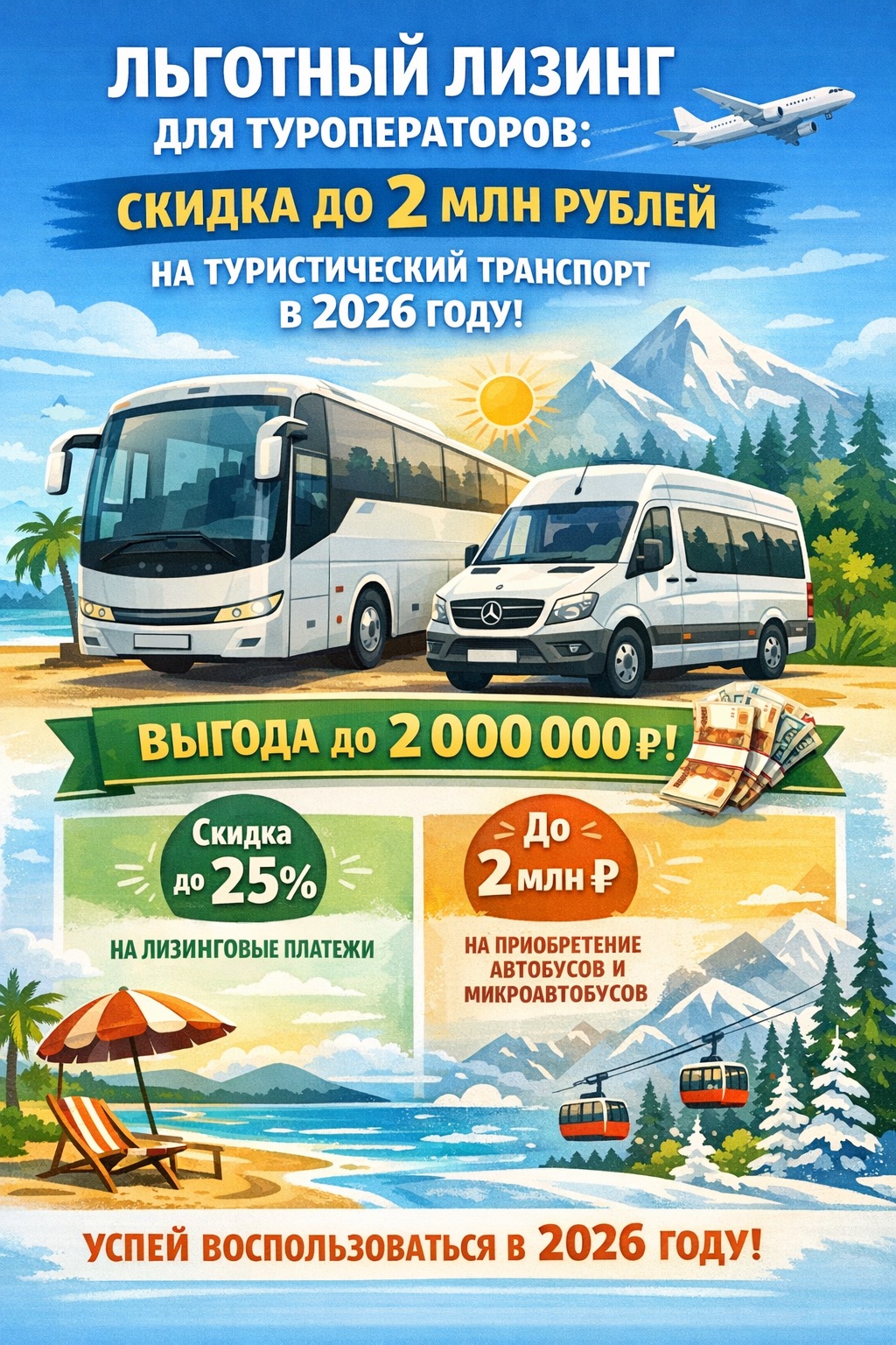 Льготный лизинг туристического транспорта 2026: реальные условия программы Минпромторга