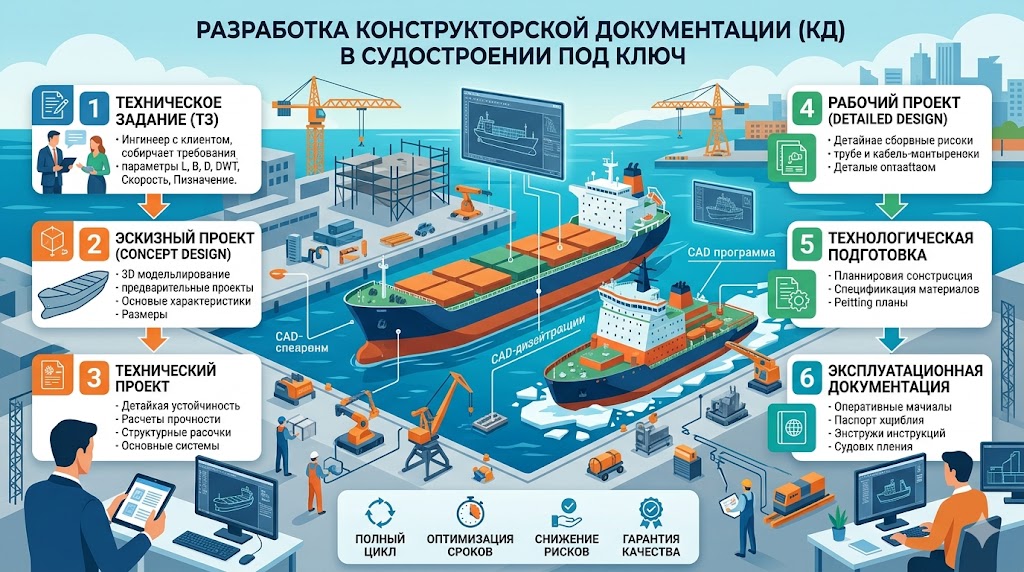 Разработка КД в судостроении под ключ