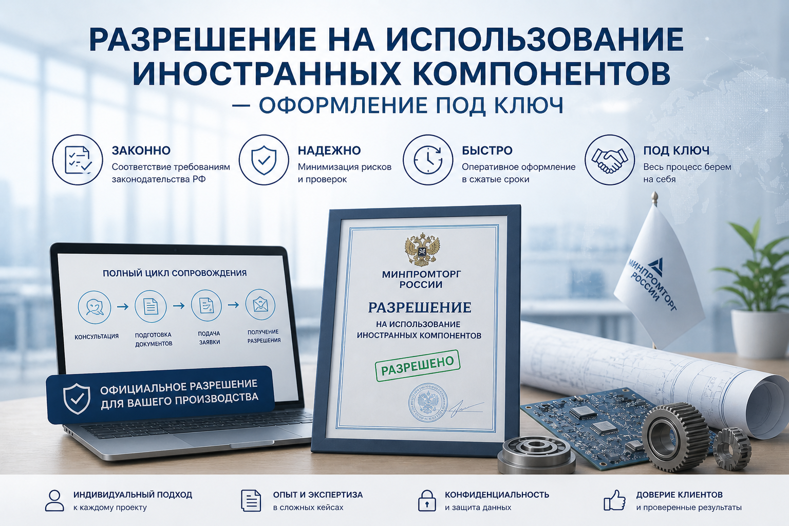Разрешение на использование иностранных компонентов — оформление под ключ