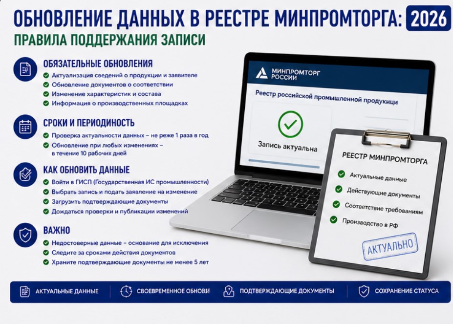 Обновление данных в реестре Минпромторга: правила поддержания записи