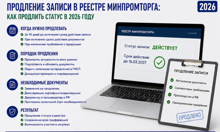 Продление записи в реестре Минпромторга: как продлить статус в 2026 году