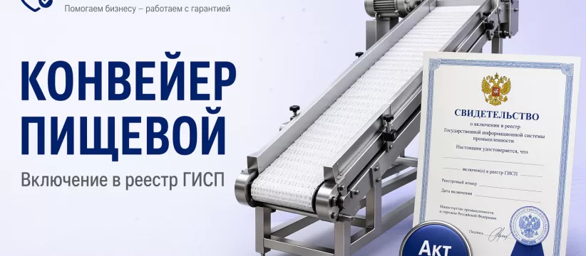 Конвейер КЛП-600-У «АГРОМЕЛЬТРАНС» в реестре: акт ТПП, ТУ 28.22.17 и пищевая промышленность